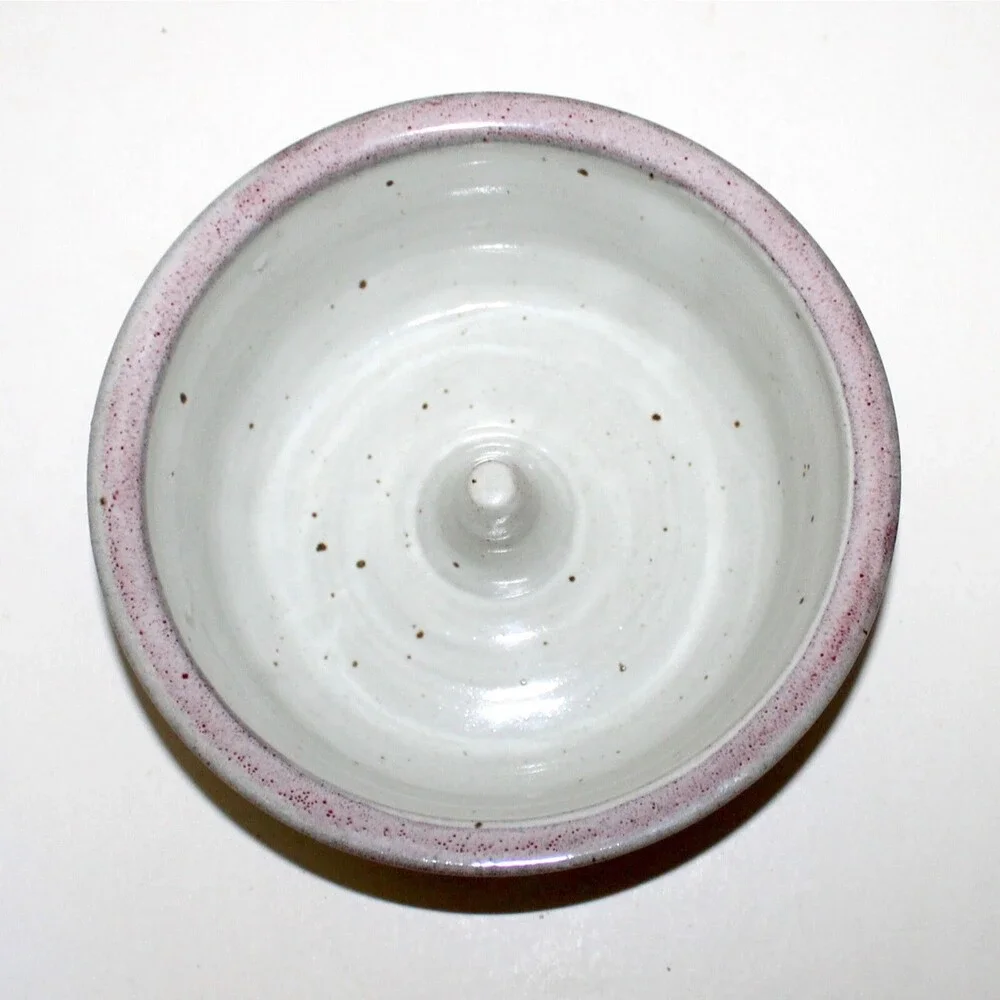 Alewine Pottery TN US Apple Baker red pink ivory 2011 stoneware ceramic handmade